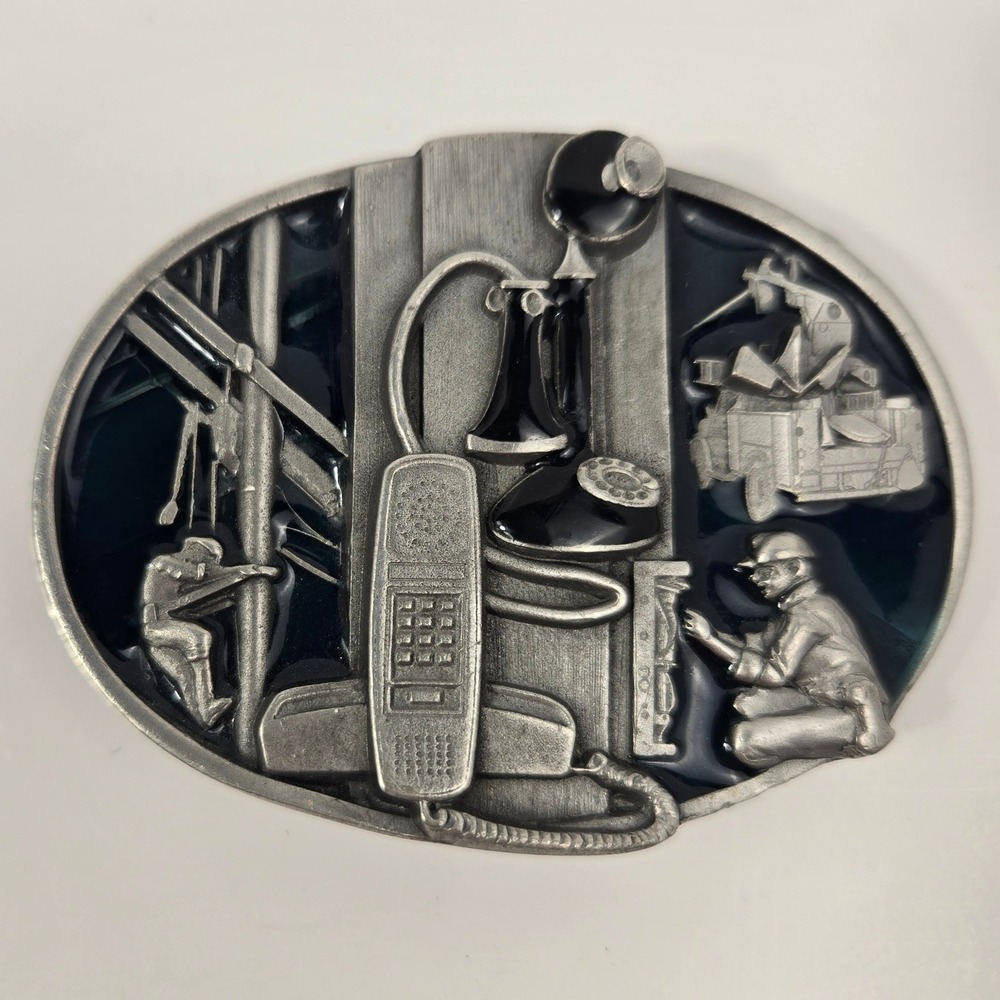 Vintage 1988 Siskiyou American Communications Industry Pewter Belt Buckle USA